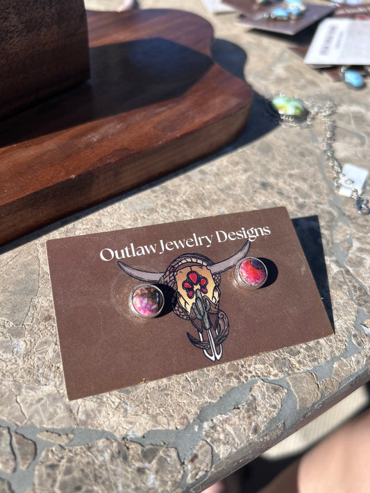 8mm Pink Dahlia Studs